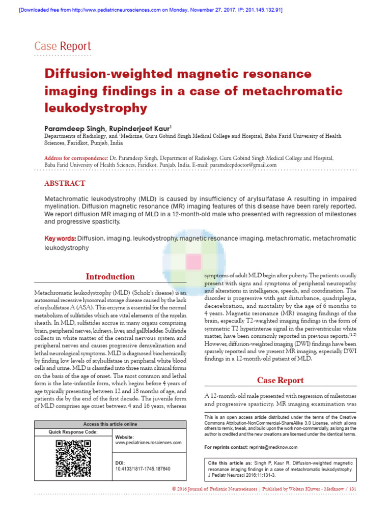Diffusion-Weighted Magnetic Resonance Imaging Find | PDF | Nervous ...