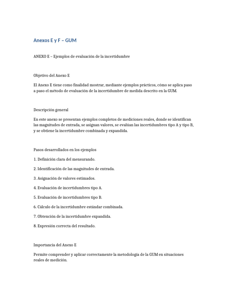 Anexos E y F GUM | PDF