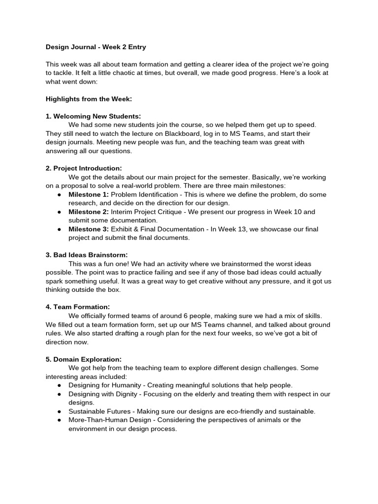 Design Journal - Week 2 Entry | PDF | Cognition