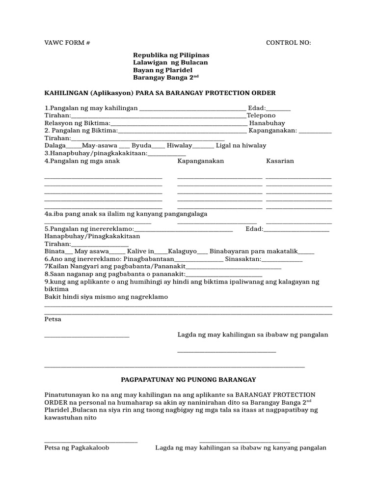 Vawc Form | PDF