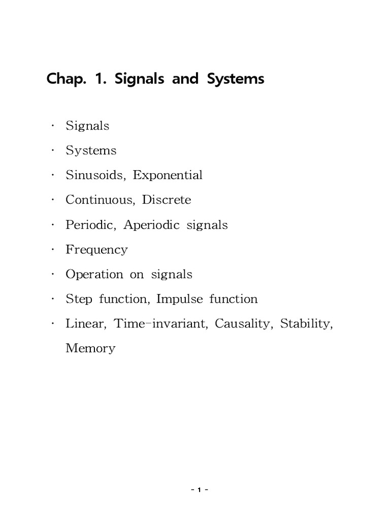 Chapter1 - Signals and Systems | PDF | Discrete Time And Continuous ...