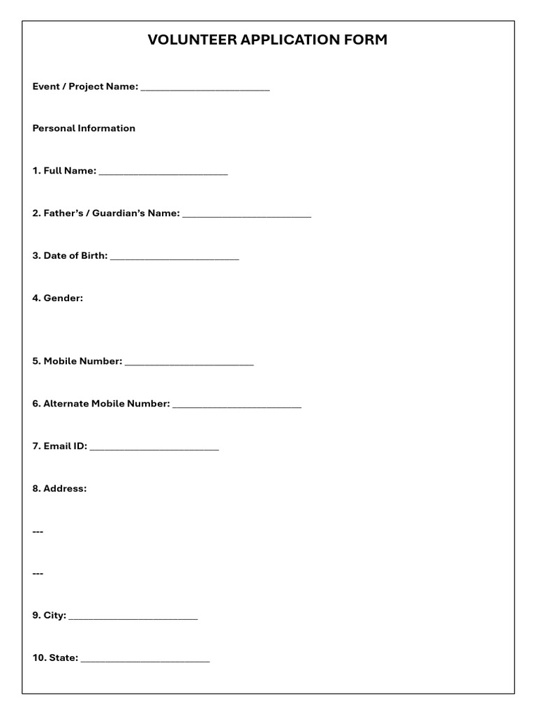 Volunteer Application Form | PDF