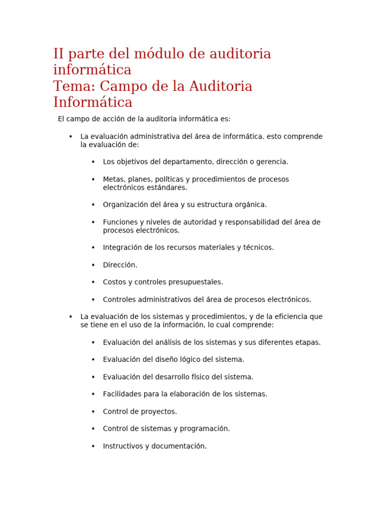 II Parte Del Modulo de Auditoria Informatica | PDF | Auditoría ...