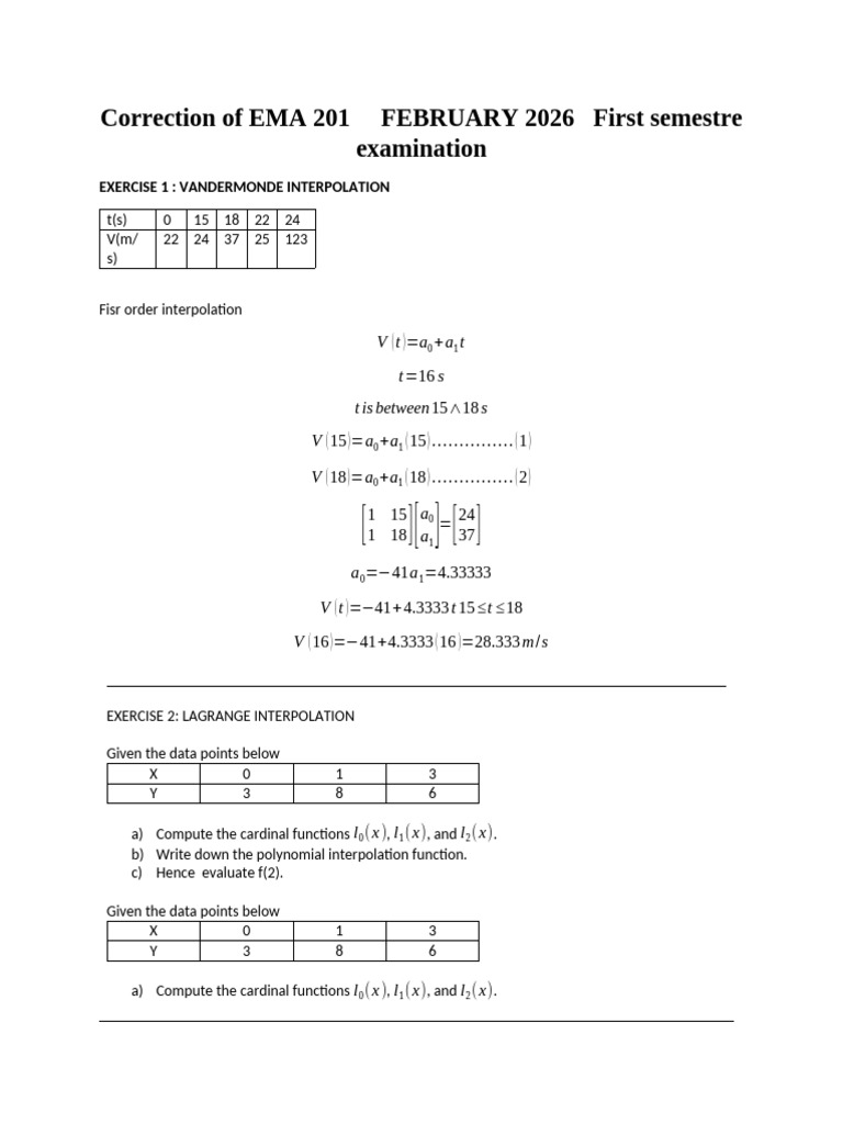 2060 First Semestre Examination | PDF | Applied Mathematics | Numerical ...