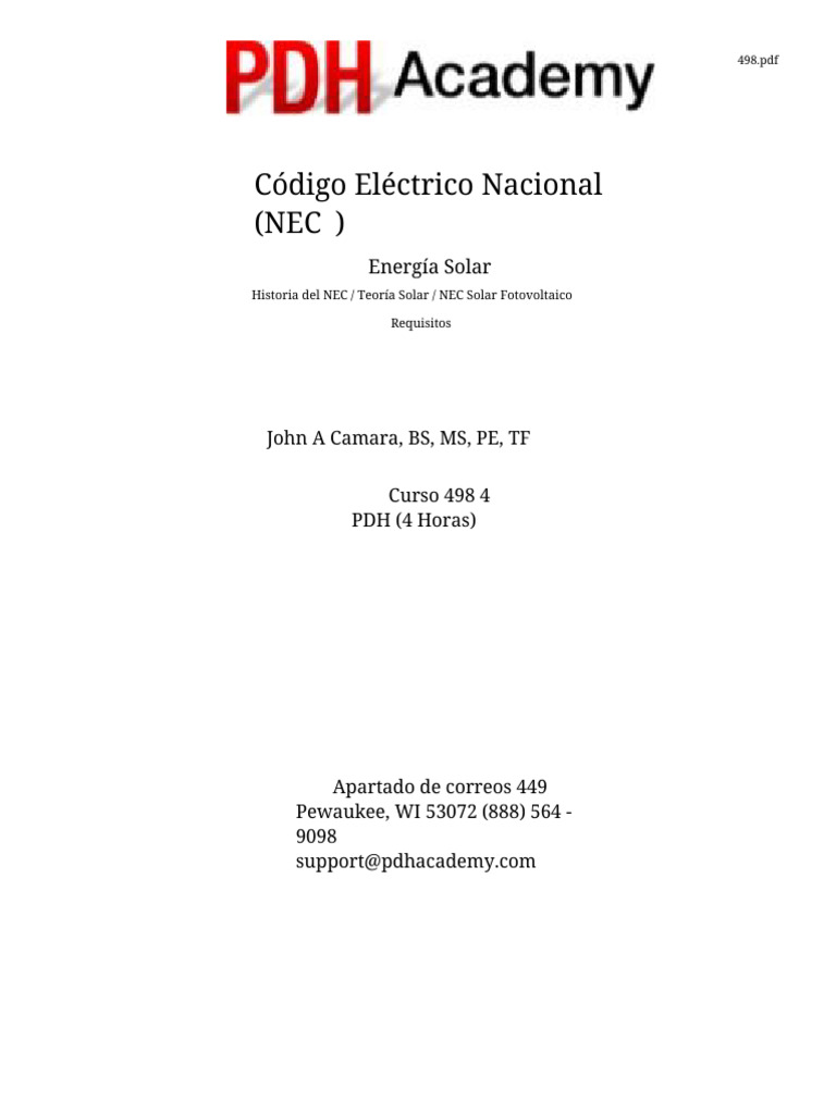 498 National Electric Code Solar Power Español | PDF | Conductor ...