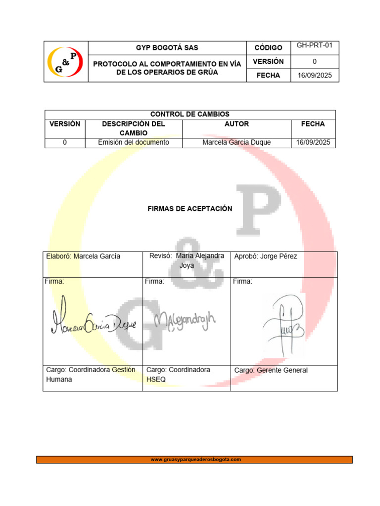 Gh-prt-01 (v0) Protocolo Al Comportamiento en Vía | PDF | Comunicación ...