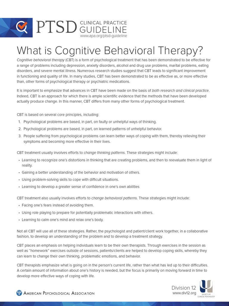 Cognitive Behavioral | PDF | Cognitive Behavioral Therapy | Psychotherapy