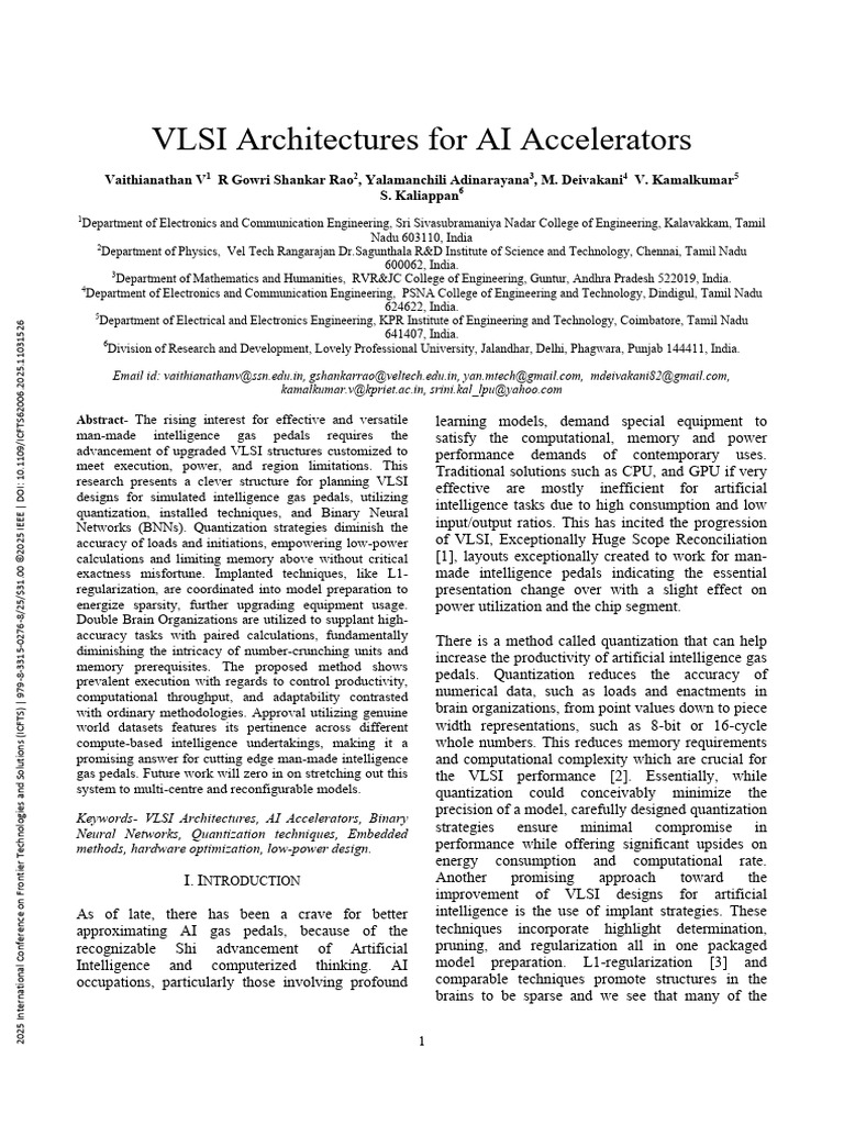 VLSI Architectures For AI Accelerators | PDF | Artificial Intelligence ...