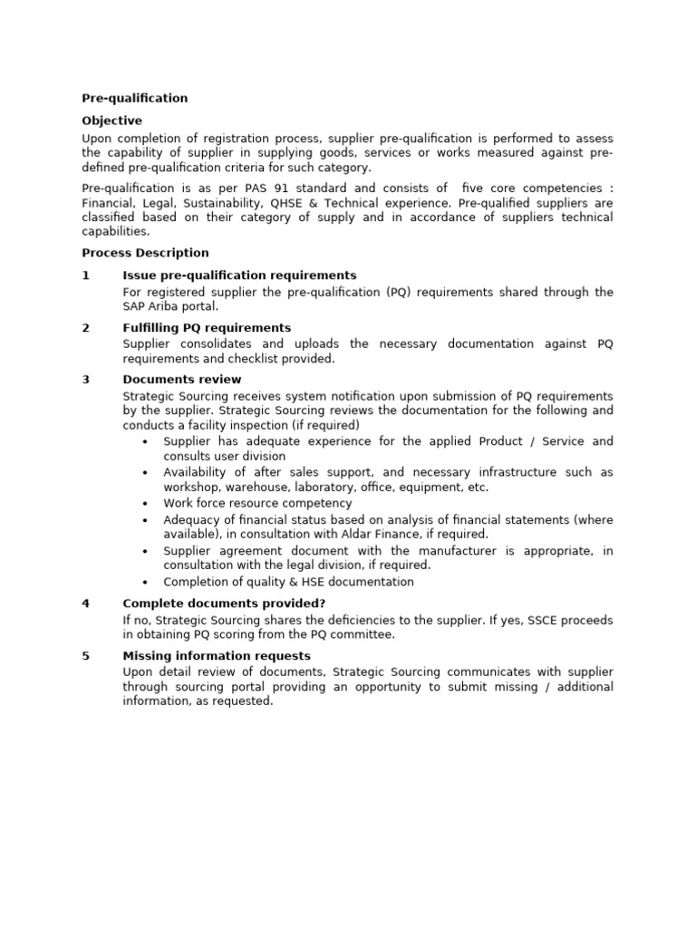 Pre Qualification | PDF