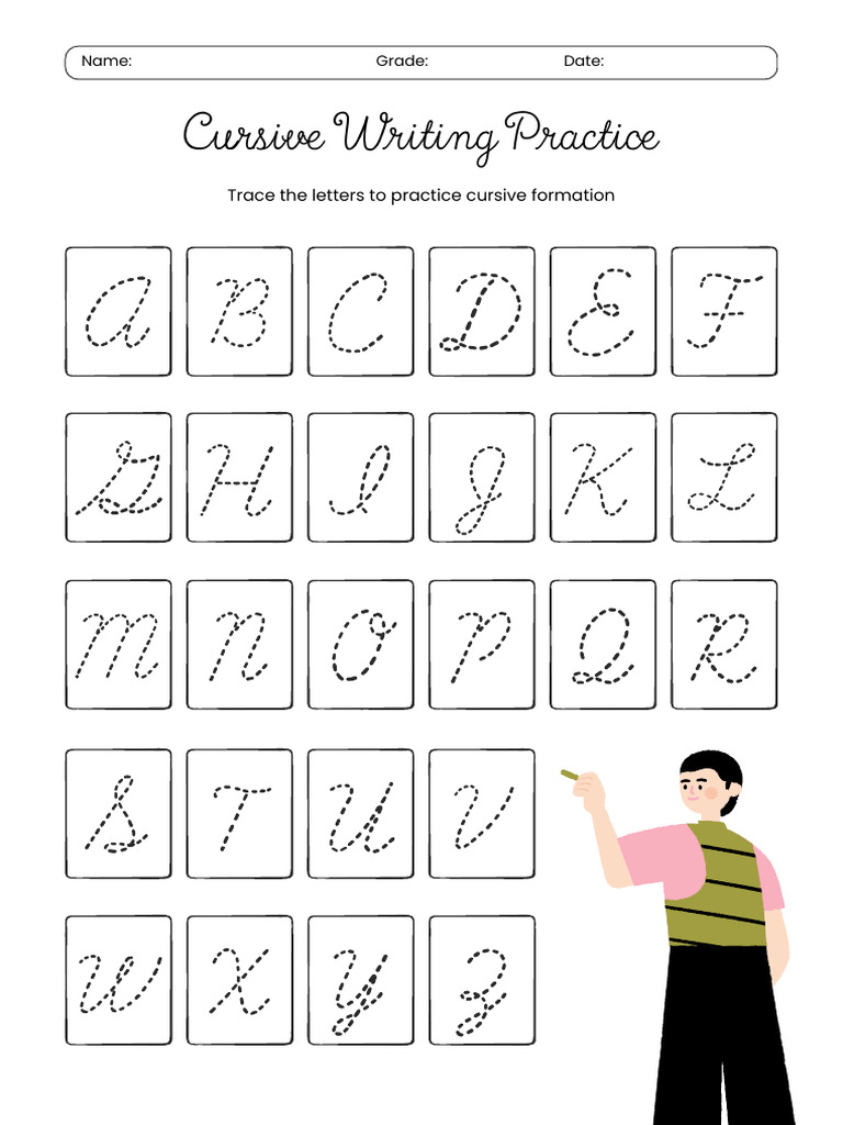 Cursive Writing Practice Worksheet in Colorful Simple Style - 20260304 ...