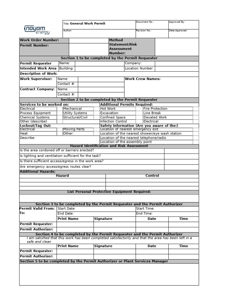 General Work Permit | PDF | Hazards | Working Conditions
