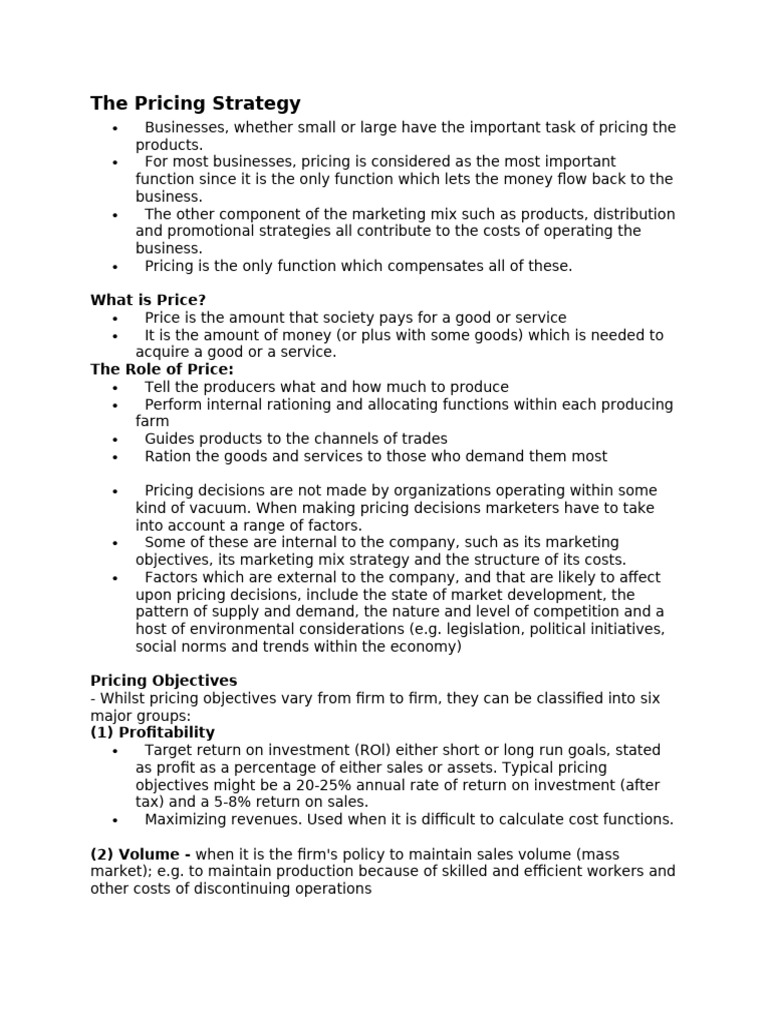 The Pricing Strategy | PDF | Pricing | Profit (Economics)