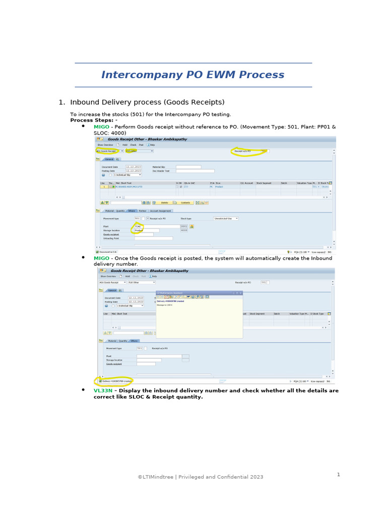 Intercompany PO EWM Process Steps | PDF | Software | Business