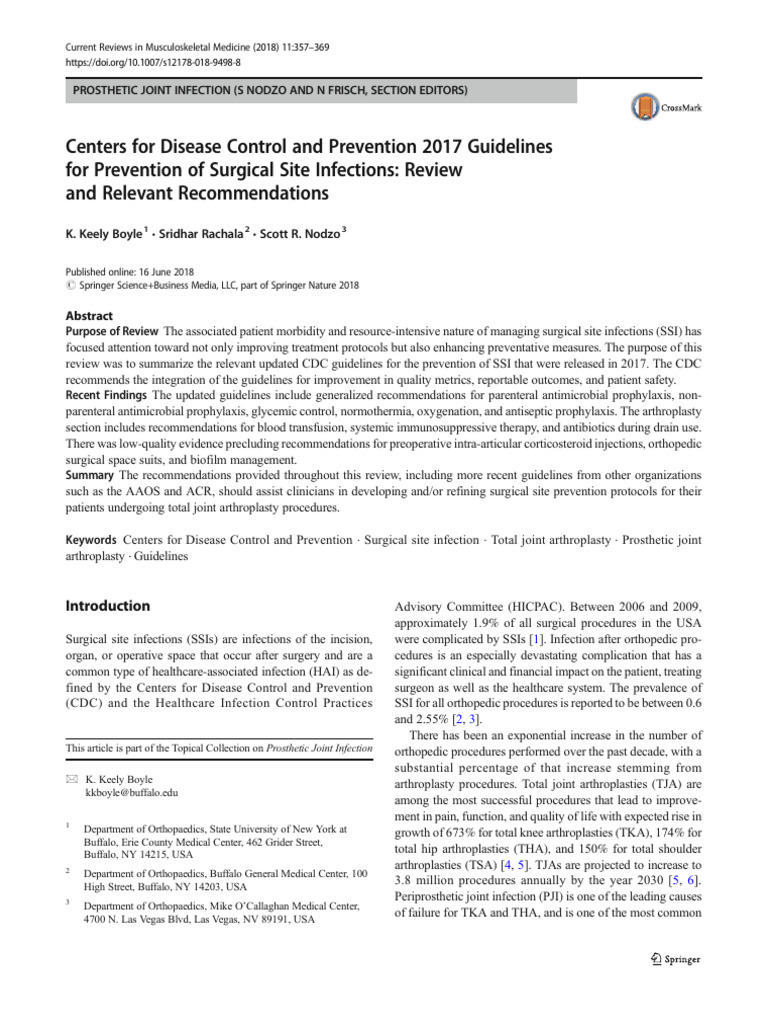 CDC Review Manuscript Final 2017 | PDF | Orthopedic Surgery ...