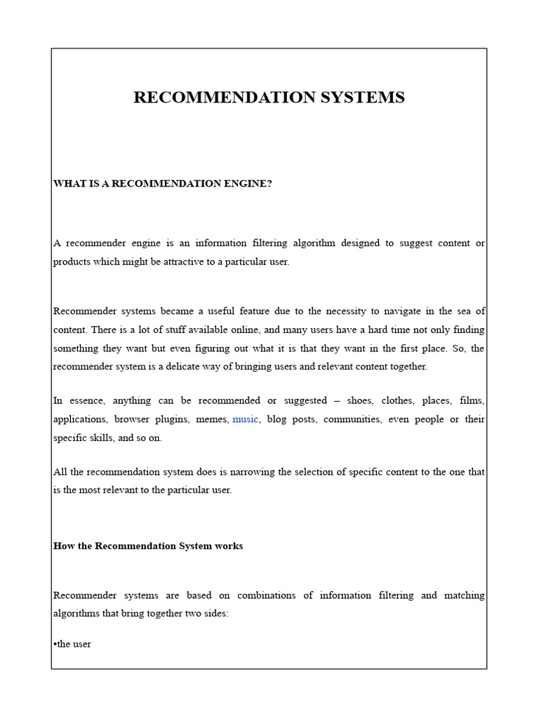 Recommendation Systems | PDF | Information Science | Cognitive Science