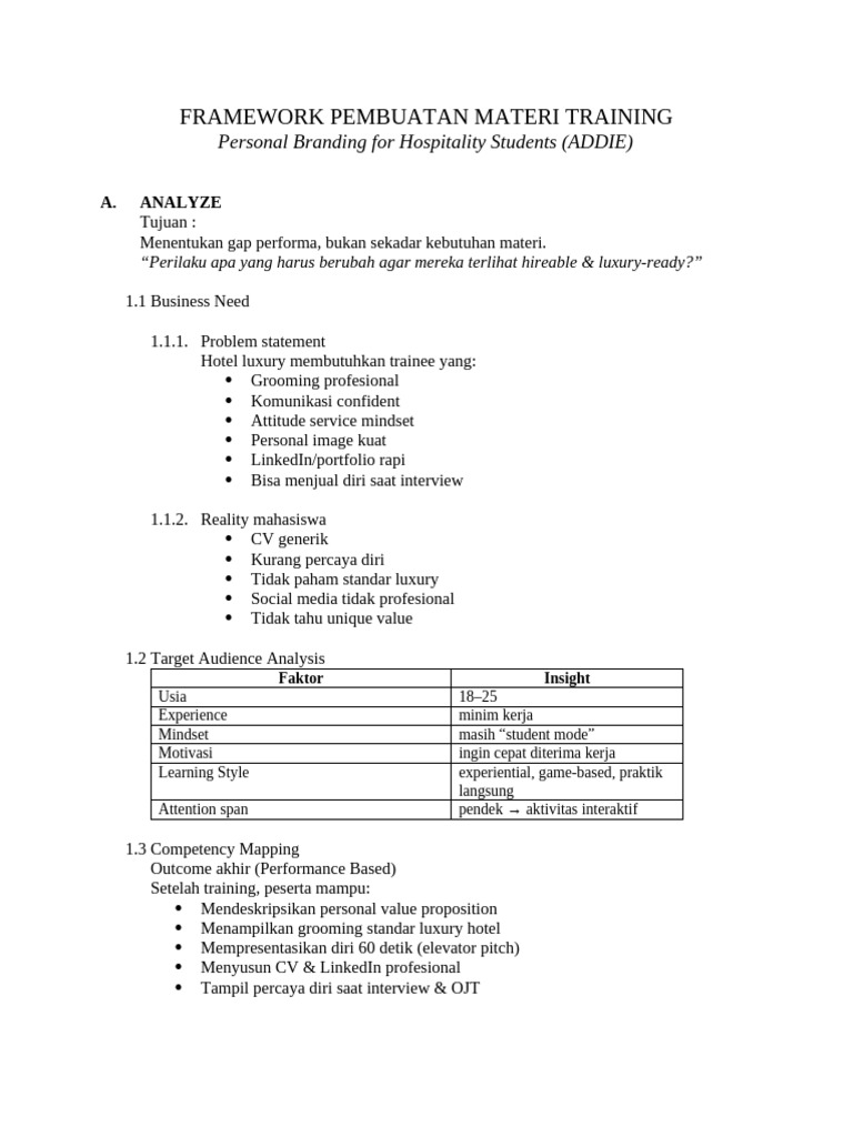 Framework Pembuatan Materi Training | PDF | Psychological Concepts ...