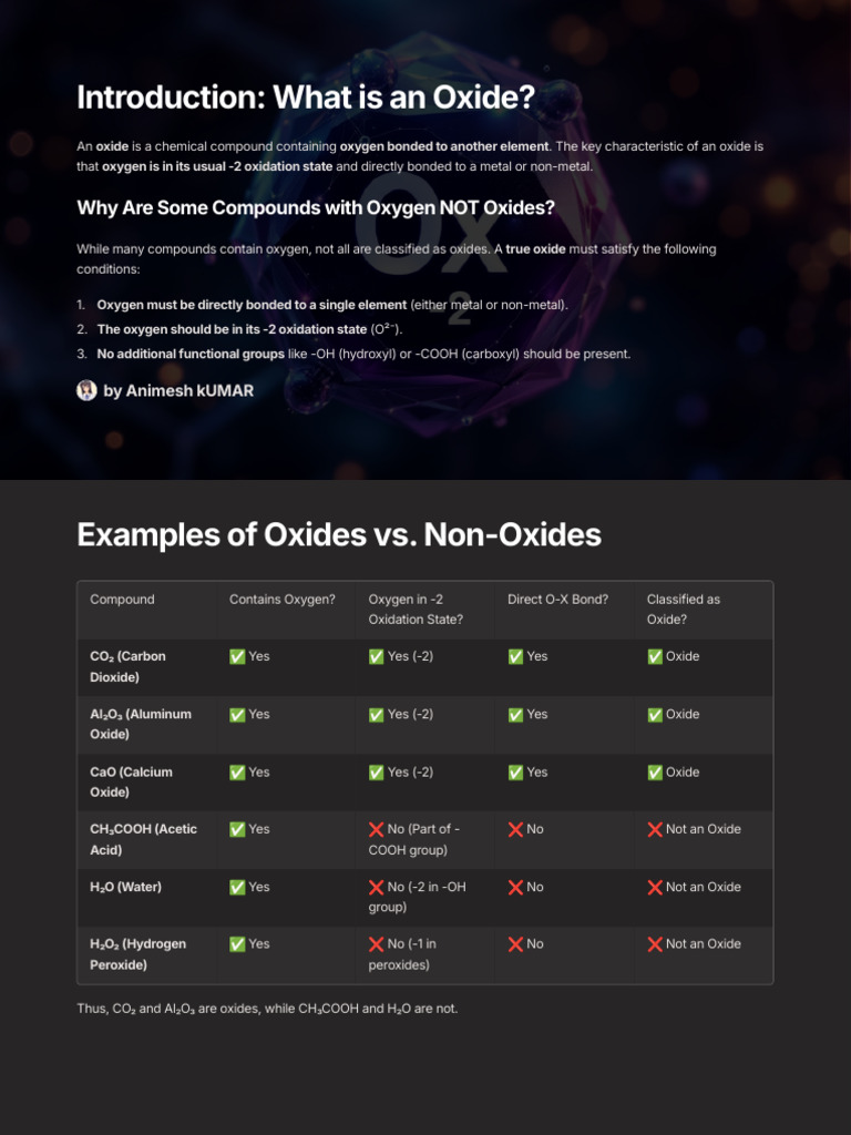 Introduction What Is An Oxide | PDF | Acid | Oxide