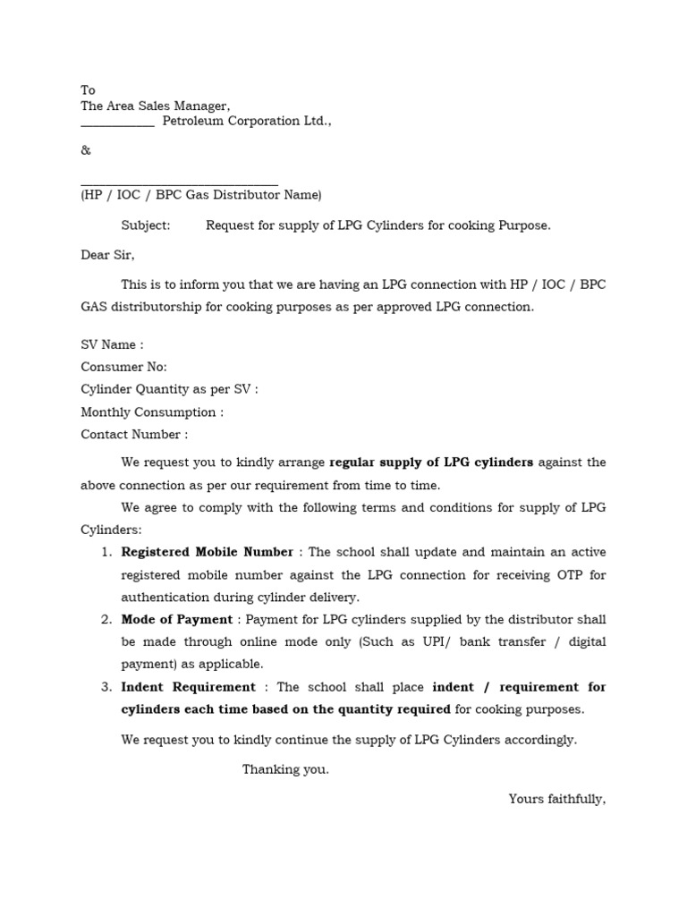 Gas Request Letter | PDF