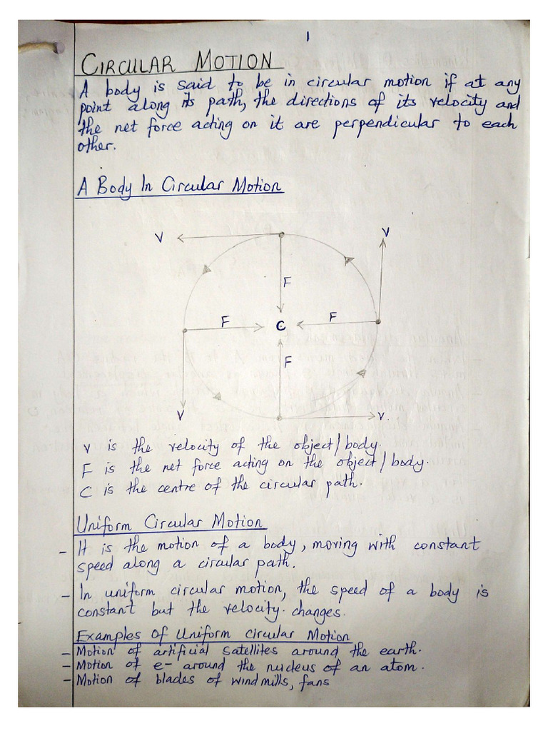 Circular Motion Notes | PDF
