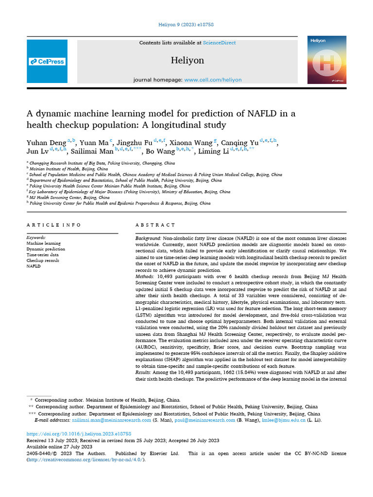 A Dynamic Machine Learning Model For Prediction of | PDF | Cross ...