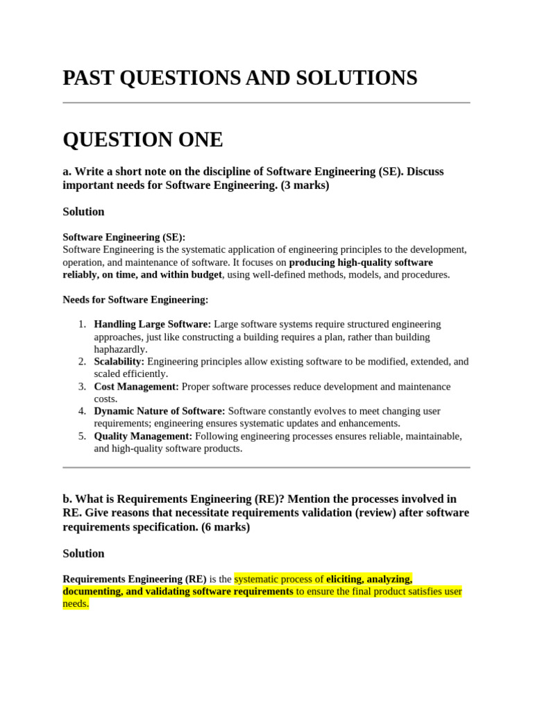 Full Past Questions and Solutions | PDF | Software Testing | Use Case