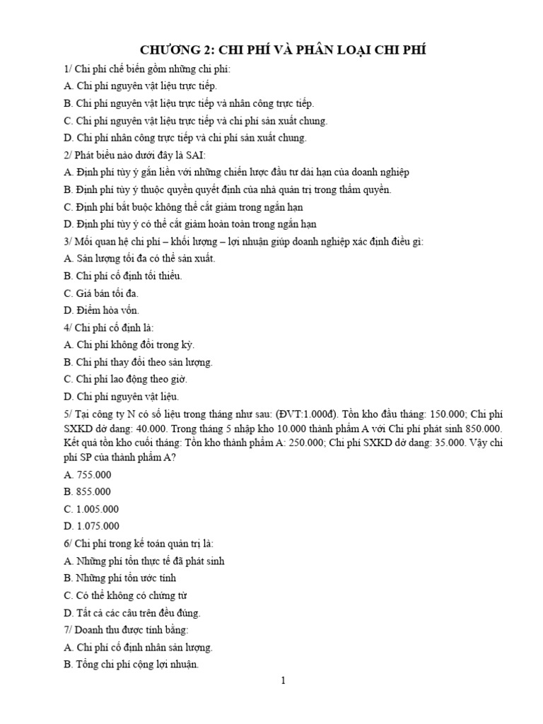 Trac Nghiem - Chuong 2 | PDF