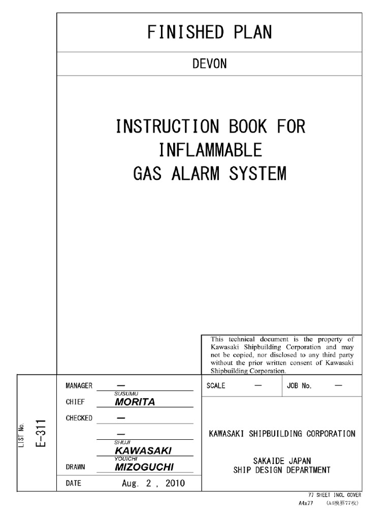 E 311 Instruction Book For Inflammable Gas Alarm System | PDF