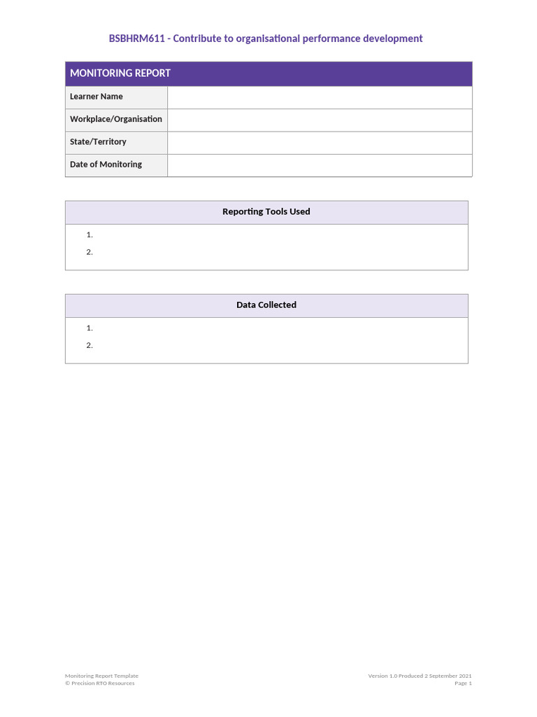 BSBHRM611 Monitoring Report | PDF