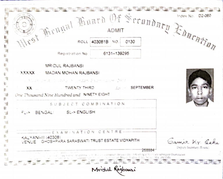 Mridul MP Admit | PDF