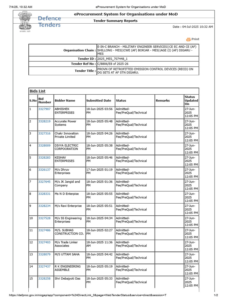 EProcurement System For Organisations Under MoD | PDF