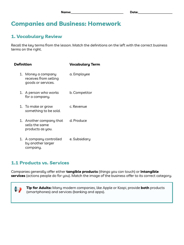 Companies and Business Vocabulary Part1 | PDF