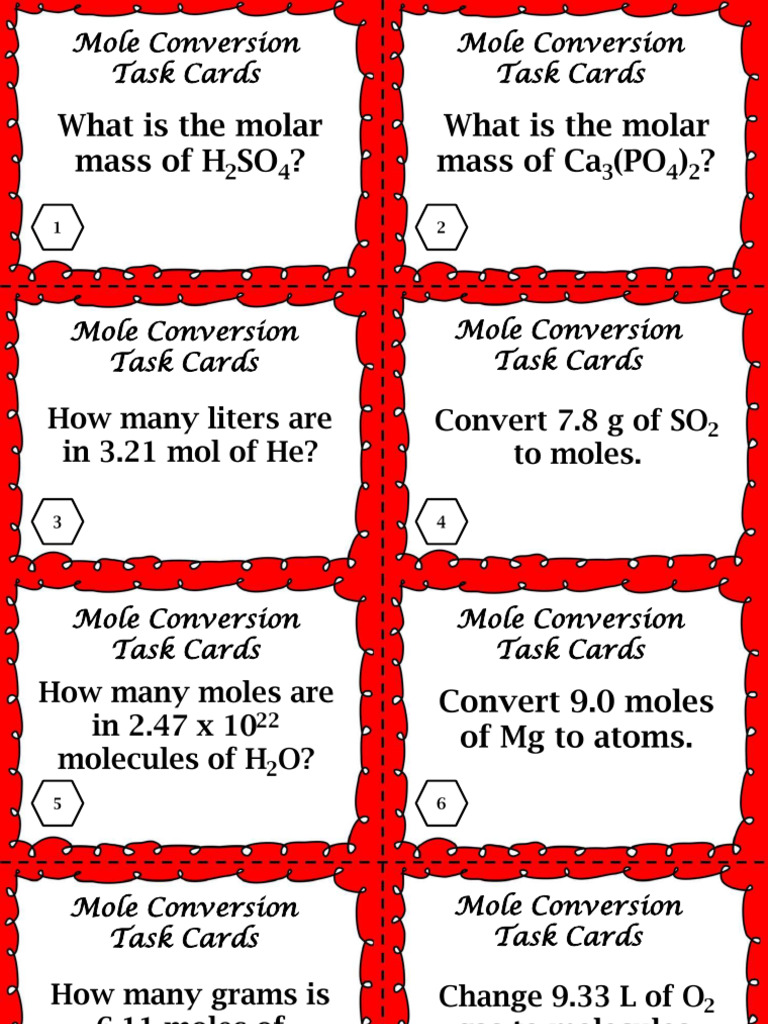 Mole Conversion Task Cards | PDF
