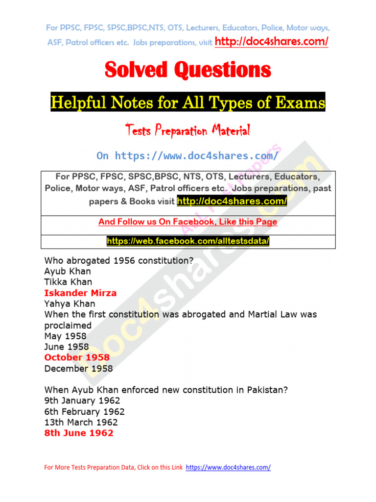 Solved Questions Notes For All Types of Exams Tests Preparation | PDF ...
