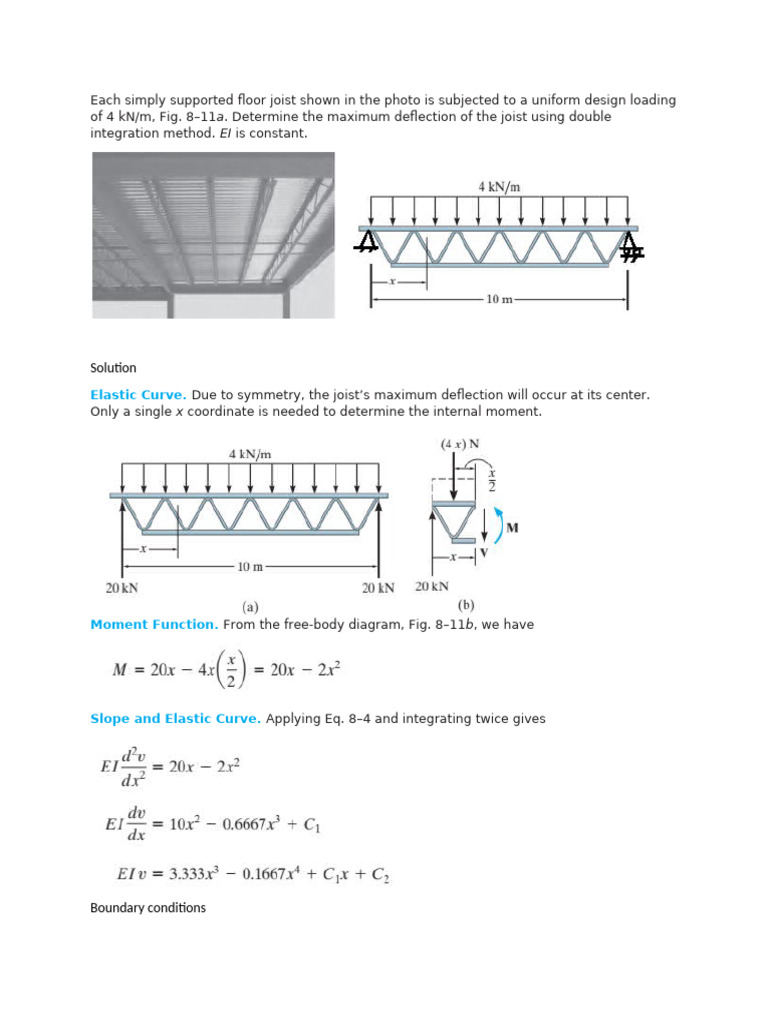 Question and Answer On Deflection of Beams Using Double Integration | PDF
