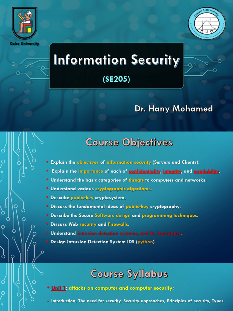 Information Security (SE205) - Unit1 | PDF | Security | Computer Security