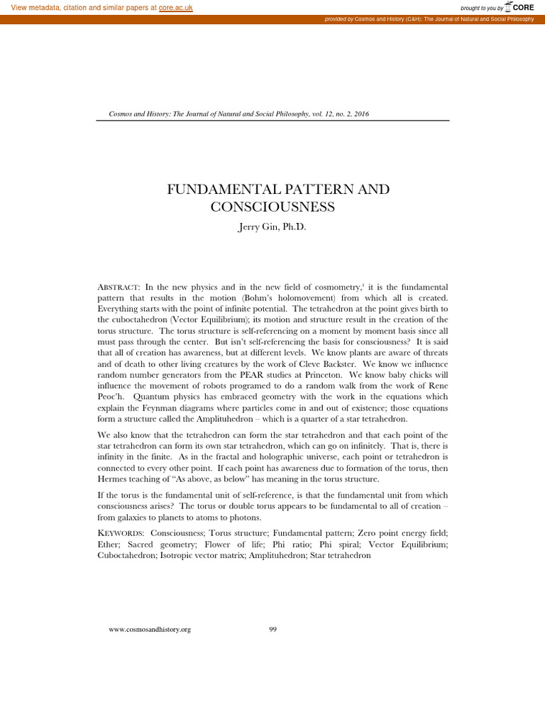 Fundamental Pattern and Consciousness | PDF | Universe | Photon
