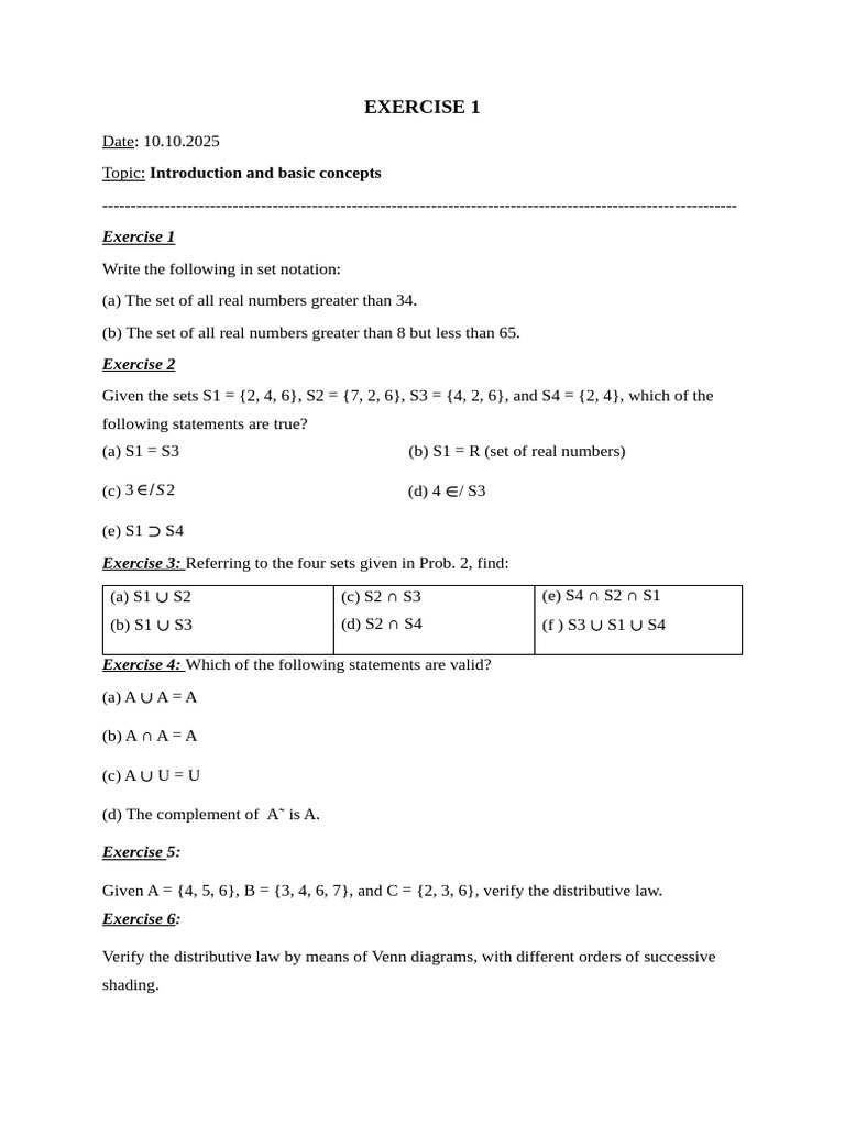 Exercise 1 Week1 | PDF