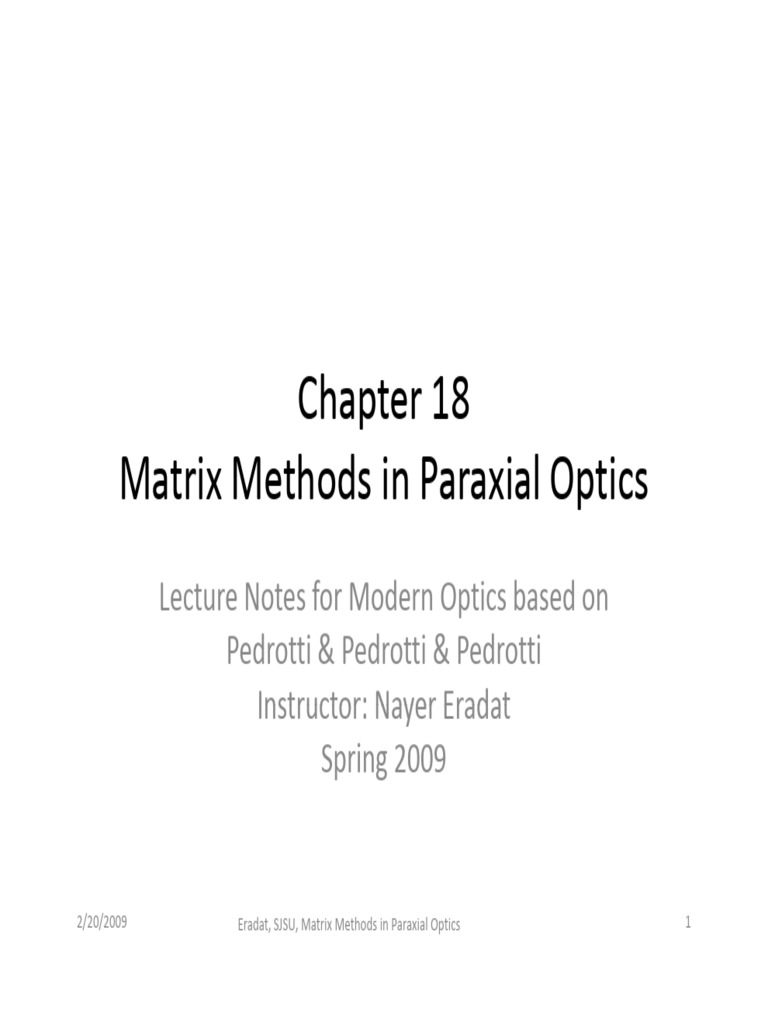 Ray Transfer Matrix | PDF | Light | Electromagnetic Radiation