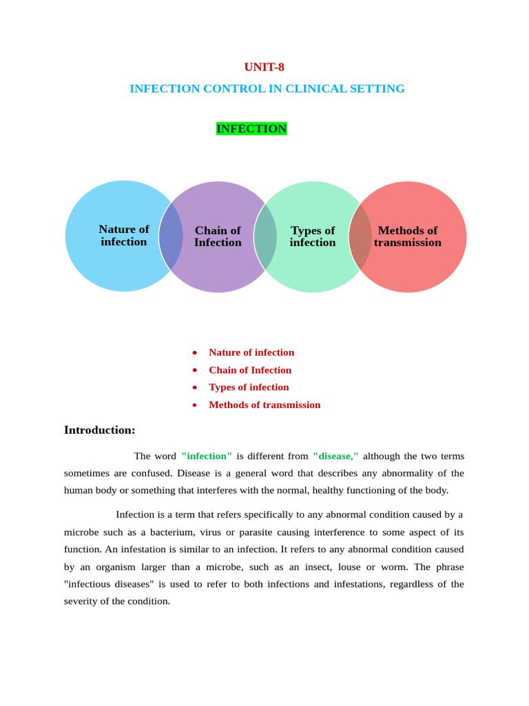 Unit-8 Infection Control | PDF | Personal Protective Equipment | Infection