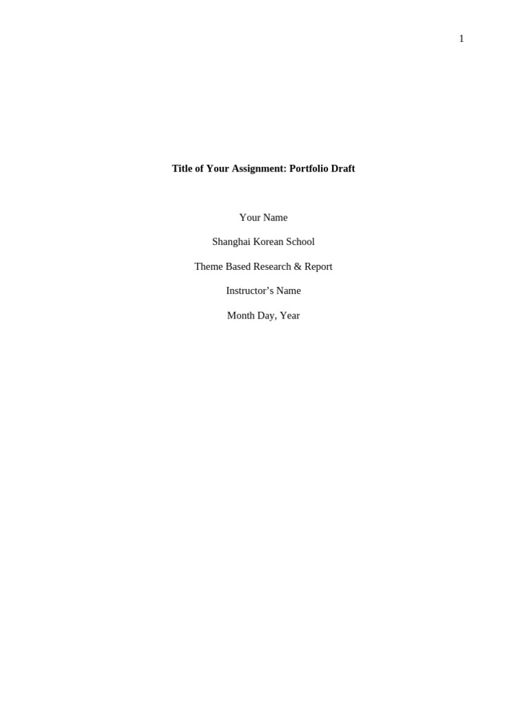 Portfolio+Draft Template APA | PDF