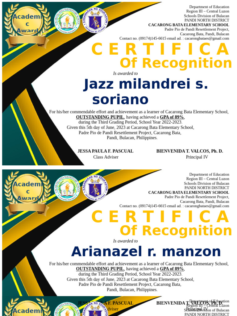 Certificate of Recognition | PDF