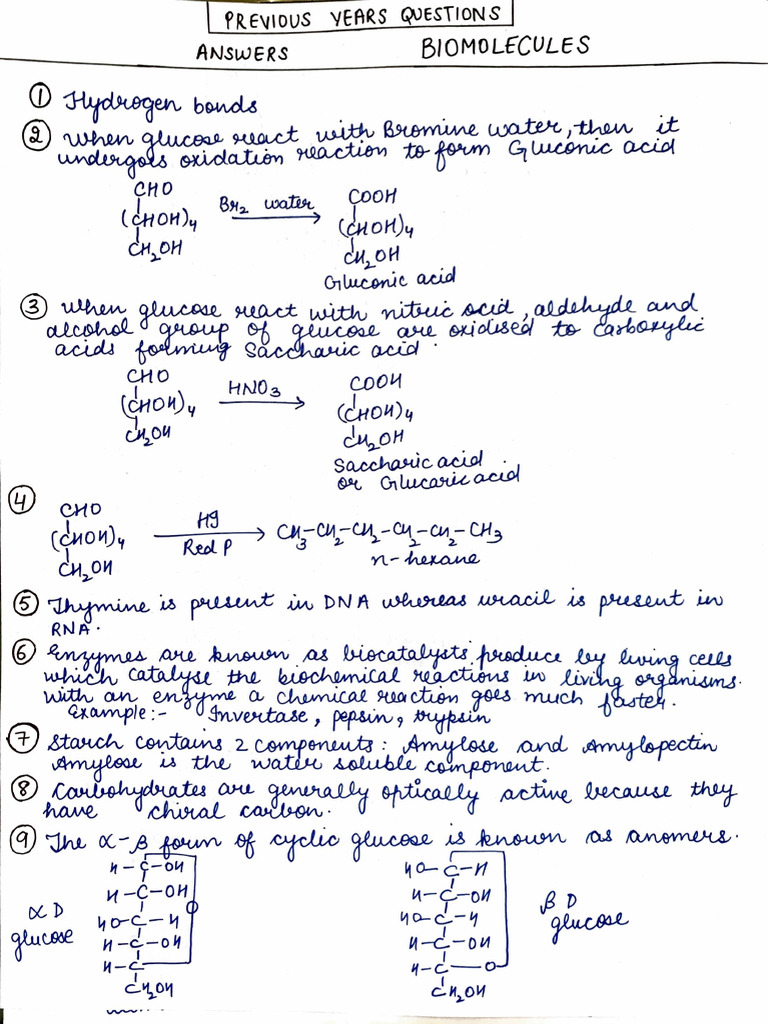 Biomolecules Pyq's | PDF