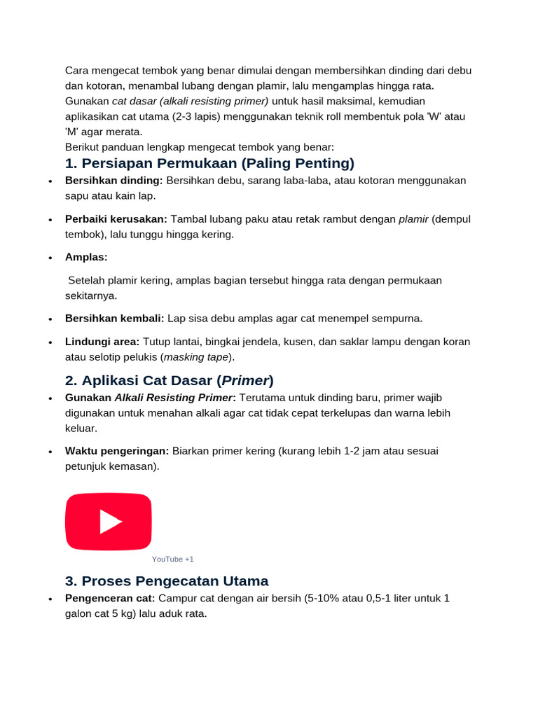 Cara Mengecat Tembok Dengan Benar | PDF