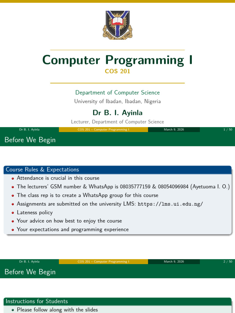COS 201 Computer Programming I | PDF | Functional Programming ...