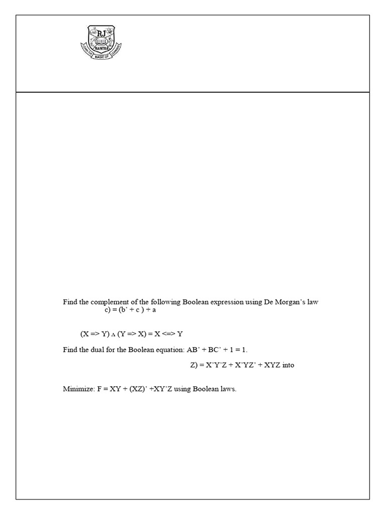 Class XII Computer Science (Pre Board 1) | PDF | Boolean Algebra ...