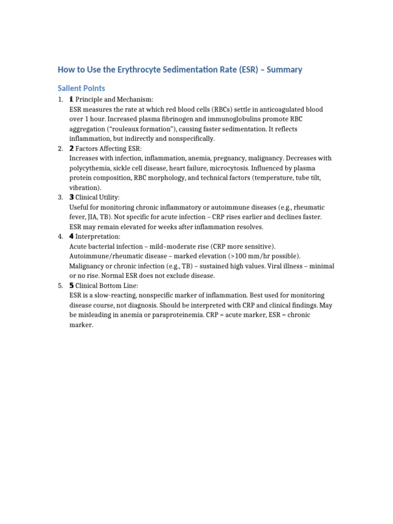 ESR Summary | PDF