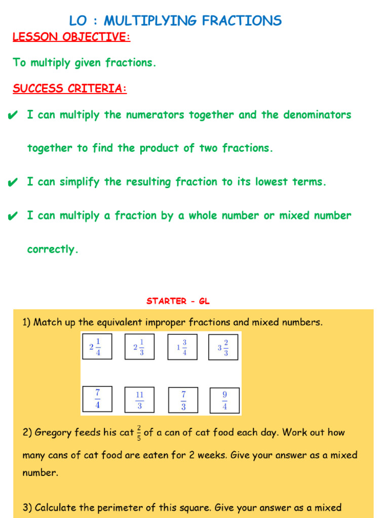 Lesson 5 - Multiplying Fractions | PDF