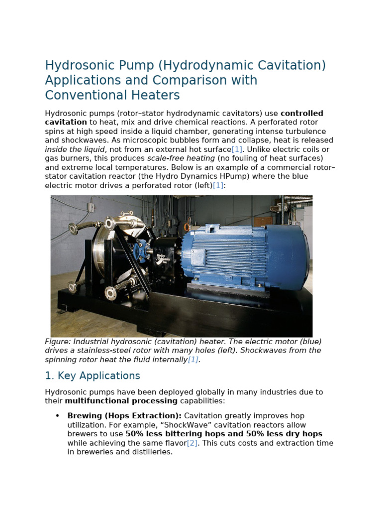 Hydrosonic Pump (Hydrodynamic Cavitation) Applications and Comparison ...