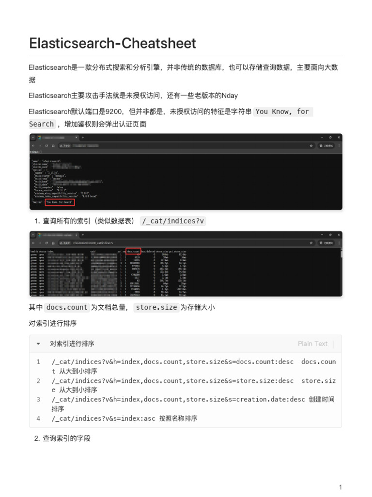 Elasticsearch Cheatsheet | PDF