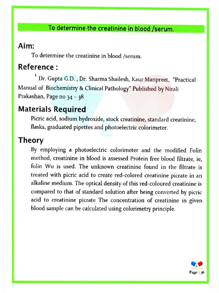 Biochemistry Experiment No 8 | PDF | Creatinine